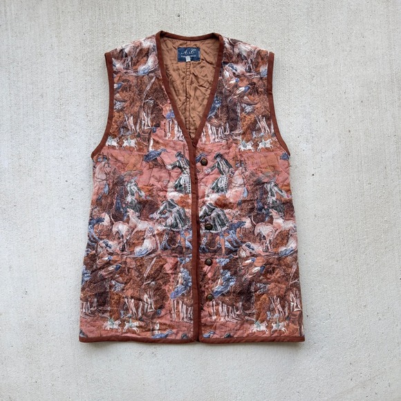 A.C. Camarlinghi Other - Vintage A.C. Camarlinghi Quilted Hunting Toile Vest Men's S Brown Italy Western